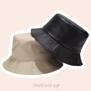 NEW Vegan Leather Canvas waterproof Bucket Hat